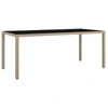 Image de vidaXL Table de jardin avec plateau en verre Beige Poly rotin & verre trempé