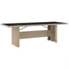 Image de vidaXL Table de jardin avec plateau en verre Beige Poly rotin & verre trempé