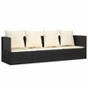 Image de vidaXL Lit lounge d'extérieur avec coussins noir Poly rotin