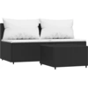 Image de vidaXL Ensemble de salon de jardin 3 pièces avec coussins noir poly rotin