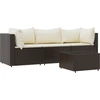 Image de vidaXL Ensemble de salon de jardin 4 pièces avec coussins Marron Poly Rattan