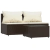 Image de vidaXL Ensemble de salon de jardin 3 pièces avec coussins Marron Poly Rattan