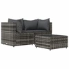 Image de vidaXL Ensemble de salon de jardin 3 pièces avec coussins Gris Poly rotin