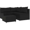 Image de vidaXL Ensemble salon de jardin 4 pièces avec coussins noir poly rotin
