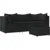 Image de vidaXL Ensemble salon de jardin 4 pièces avec coussins noir poly rotin