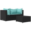 Image de vidaXL Ensemble de salon de jardin 3 pièces avec coussins noir poly rotin