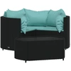 Image de vidaXL Ensemble salon de jardin 4 pièces avec coussins noir poly rotin