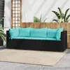 Image de vidaXL Ensemble de salon de jardin 4 pièces avec coussins Marron Poly Rattan