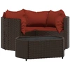 Image de vidaXL Ensemble de salon de jardin 4 pièces avec coussins Marron Poly Rattan