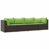 Image de vidaXL Ensemble de salon de jardin 4 pièces avec coussins Marron Poly Rattan
