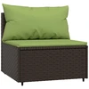 Image de vidaXL Canapé de jardin central avec coussins Marron Poly Rattan