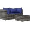Image de vidaXL Ensemble de salon de jardin 3 pièces avec coussins Gris Poly rotin