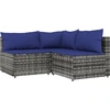 Image de vidaXL Ensemble de salon de jardin 3 pièces avec coussins Gris Poly rotin