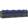 Image de vidaXL Ensemble salon de jardin 4 pièces avec coussins Gris Poly rotin