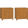 Image de vidaXL Jardinière avec pieds 2 pcs. Rouillé 49x47x50 cm acier corten