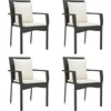 Image de vidaXL Chaises de jardin avec coussins 4 pcs. Poly rotin noir