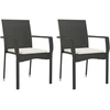 Image de vidaXL Chaises de jardin avec coussins 2 pcs. Poly rotin noir