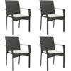 Image de vidaXL Chaises de jardin avec coussins 4 pcs. Poly rotin noir