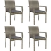 Image de vidaXL Chaises de jardin avec coussins 4 pcs. Poly rotin gris