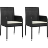 Image de vidaXL Chaises de jardin avec coussins 2 pcs. Poly rotin noir