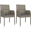 Image de vidaXL Chaises de jardin avec coussins 2 pcs. Poly rotin gris