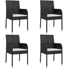 Image de vidaXL Chaises de jardin avec coussins 4 pcs. Poly rotin noir