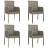 Image de vidaXL Chaises de jardin avec coussins 4 pcs. Poly rotin gris