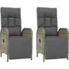 Image de vidaXL Fauteuil de jardin relax avec coussins 2 pcs. Poly rotin gris