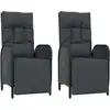 Image de vidaXL Fauteuil de jardin relax avec coussins 2 pcs. Poly rotin noir
