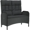 Image de vidaXL Banc de jardin avec fonction chaise longue & coussins 107cm Poly rotin noir