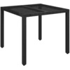 Image de vidaXL Table de jardin avec plateau en verre noir 90x90x75 cm Poly rotin