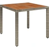Image de vidaXL Table de jardin avec plateau en bois gris 90x90x75 cm Poly rotin
