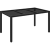 Image de vidaXL Table de jardin avec plateau en verre noir 150x90x75 cm Poly rotin