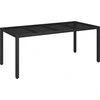 Image de vidaXL Table de jardin avec plateau en verre noir 190x90x75 cm Poly rotin