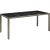 Image de vidaXL Table de jardin avec plateau en verre Gris 190x90x75 cm Poly rotin