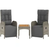 Image de vidaXL Chaises de jardin relax 2 pcs. avec table Gris Poly rotin
