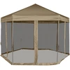 Image de vidaXL Pavillon pliable avec parois latérales Hexagonal 3,6x3,1m Taupe 220g/m