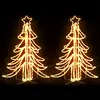 Image de vidaXL Sapins de Noël LED 2 pcs. Pliable Blanc chaud 87x87x93 cm