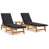 Image de vidaXL Ensemble de salon de jardin 3 pièces poly rotin & bois massif acacia