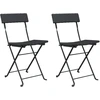 Image de vidaXL Chaises de bistrot 2 pcs. Pliable Noir Poly Rotin et Acier