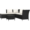 Image de vidaXL Ensemble salon de jardin 4 pièces avec coussins noir poly rotin