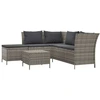 Image de vidaXL Ensemble salon de jardin 4 pièces avec coussins Gris Poly rotin