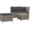 Image de vidaXL Ensemble de salon de jardin 3 pièces avec coussins Gris Poly rotin