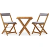 Image de vidaXL Ensemble Bistro 3 pièces Pliable avec coussins Bois massif Acacia