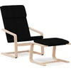 Image de vidaXL Fauteuil relax avec pouf Noir Tissu