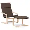 Image de vidaXL Fauteuil relax avec pouf Tissu brun foncé