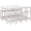 Image de vidaXL Ensemble de bar de jardin 9 pièces blanc pin massif
