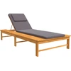 Image de vidaXL Bain de soleil avec coussin gris foncé et revêtement en bois massif d'acacia