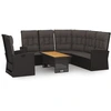 Image de vidaXL Ensemble de salon de jardin 3 pièces avec coussins noir poly rotin