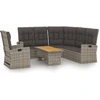 Image de vidaXL Ensemble de salon de jardin 3 pièces avec coussins Gris Poly rotin